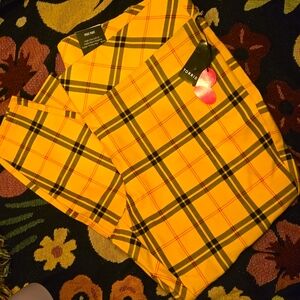 Torrid Betsey Johnson Yellow Plaid Pixie Pants